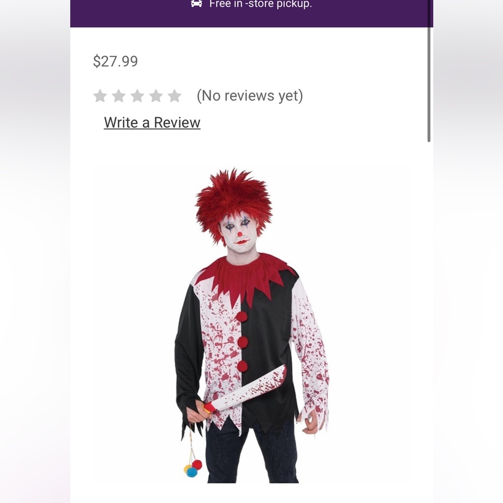 Scary Clown Costume - Red and Black